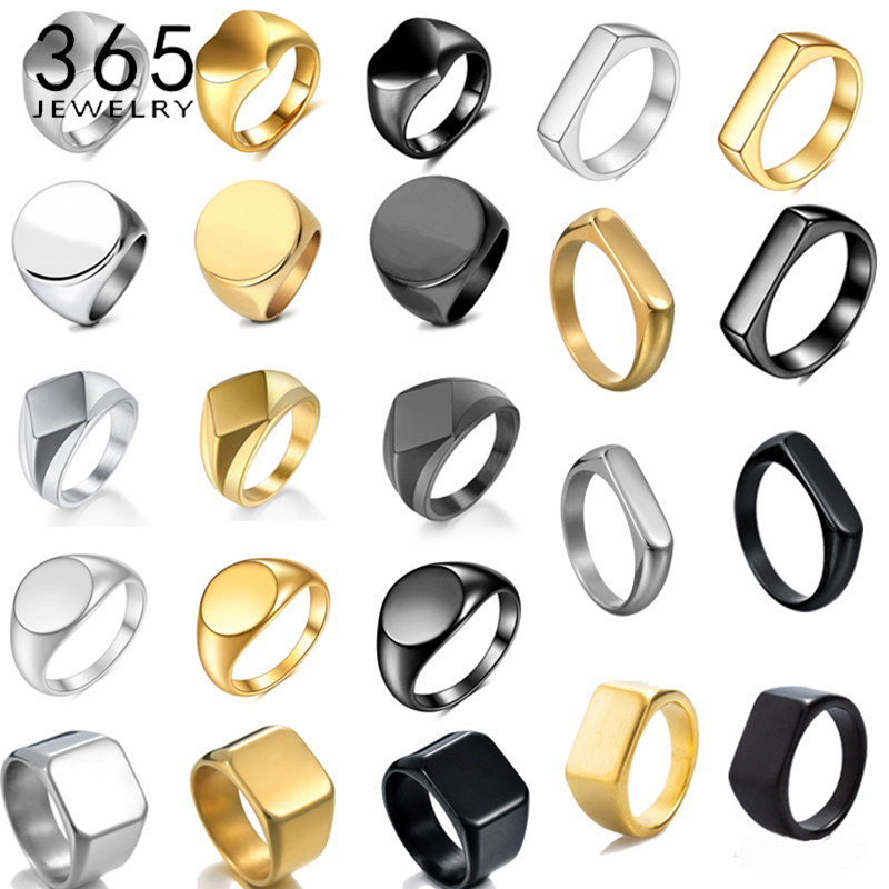 Initial Ring Custom - 365, гладкая печатка из нержавеющей стали